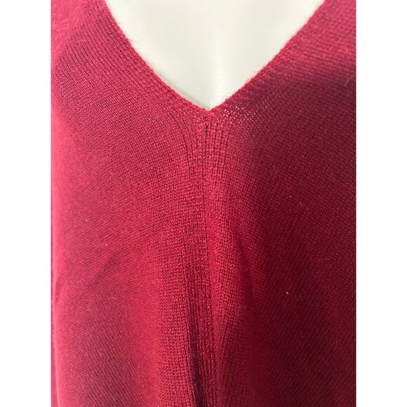 Cashmere Poncho Red/Burgundy V-Neck Made in Nepal Excellent Condition One Size - Picture 5 of 6